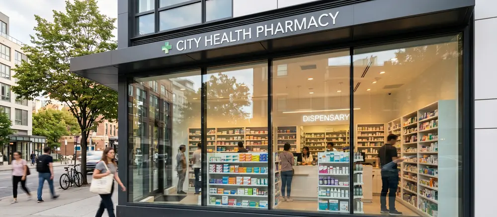 Mostrador de farmacia con suplementos para el control de peso