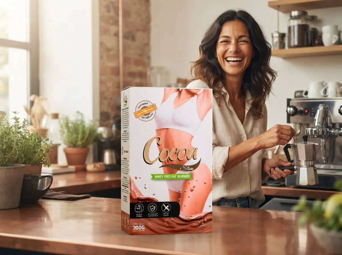 Mujer preparando su bebida de cacao Cocoa Slim en la cocina